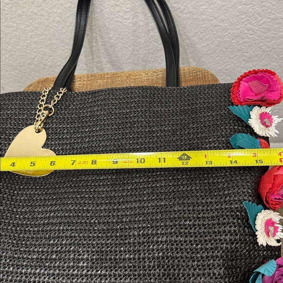 Betsey Johnson Black Woven Tote Shoulder Bag - Picture 4 of 8